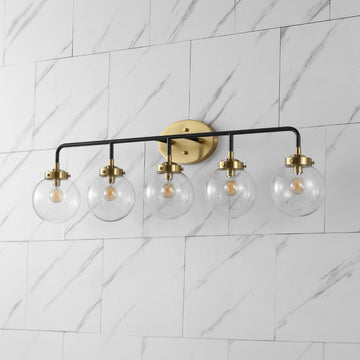 Caleb Brass Vanity Wall Sconce Clear